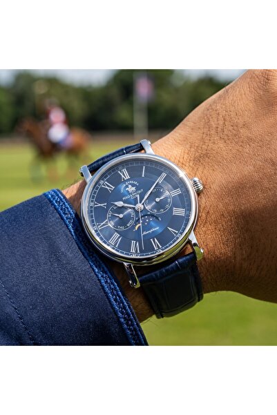 Santa Barbara Polo & Racquet Club Legend Blue Leather Watch for Men SB.4.10033-3