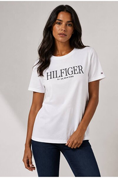 Tommy Hilfiger logo baskılı kadın tişört