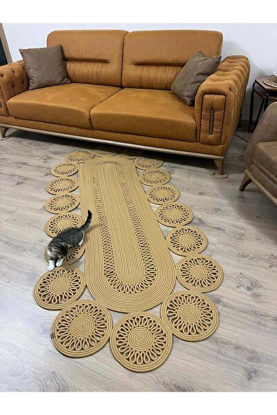 naylişhome Jüt Hasır Gold Salon Mutfak Koridor Kilim Paspas Çeyizlik Hediyelik