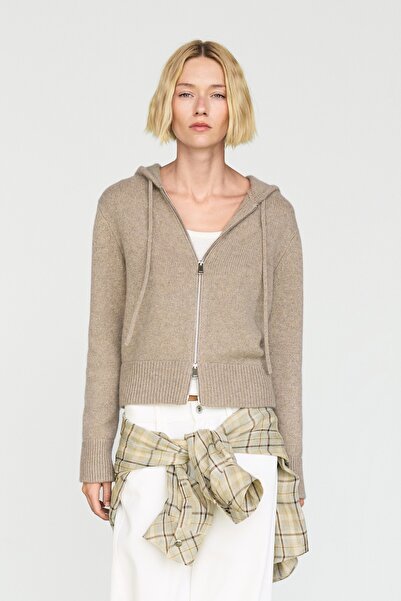 Massimo Dutti %100 kaşmir kapüşonlu fermuarlı hırka