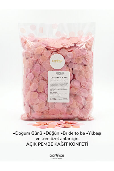 partince 100 Gr Açık Pembe Kağıt Konfeti Düğün Kına Ve Diğer Kutlamalar İçin