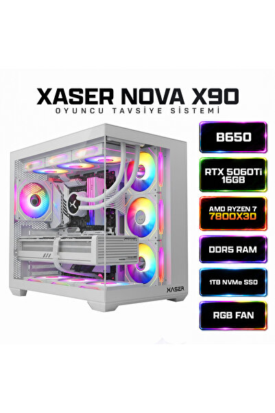 XASER Nova X90 Ryzen 7 7800X3D 16GB DDR5 Ram 1TB M.2 NVMe SSD 16GB RTX5060 Ti...
