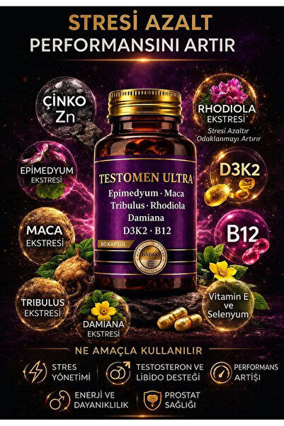 babaki Testomen Ultra 7 Aktif Ekstrakt + Çinko D3K2 | 60 Kapsül
