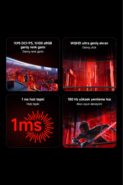 Xiaomi Curved Gaming Monitör G34WQi 34″ 180Hz 1ms UWQHD Oyuncu Monitör