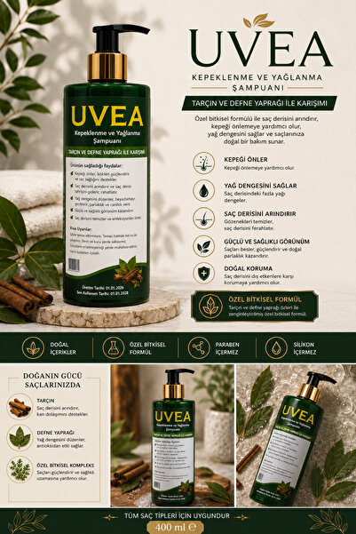 UVEA Laurel and Cinnamon Anti-Flake Shampoo 400 ml