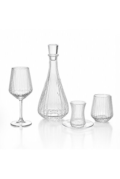 HOME SET 25 Parça Kesme Kristal Cam Sunum Seti | 1 Karaf, 6 Kadeh, 6 Su Barda...