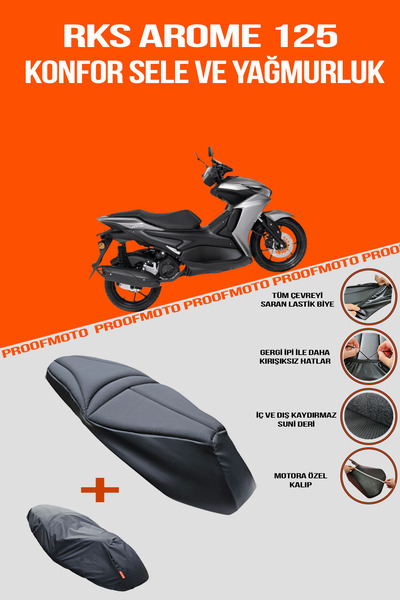 PROOFMOTO غطاء مقعد مريح وغطاء واقي من المطر متوافق مع RKS AROME 125