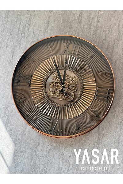 YASAR CONCEPT Leontis Metal Çarklı Duvar Saati 50 Cm