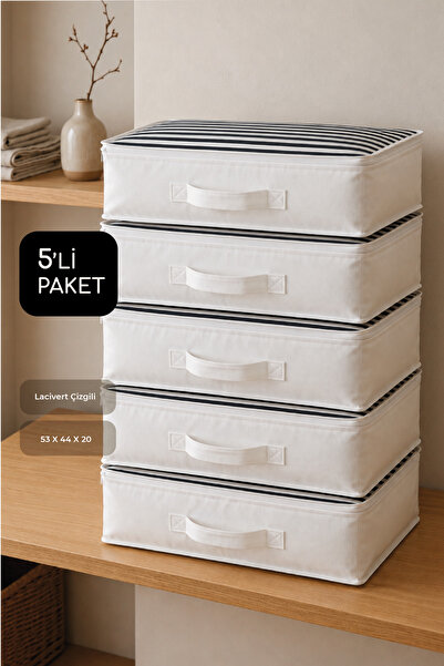 Vedsey Home Organizer مجموعة من 5 قصاصات لحاف منظم باللون الأزرق الداكن مخطط ...