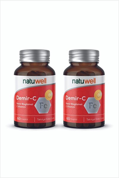 Natuwell 2'li Demir-C (Demir Bisglisinat + C Vitamini) 60 Kapsül