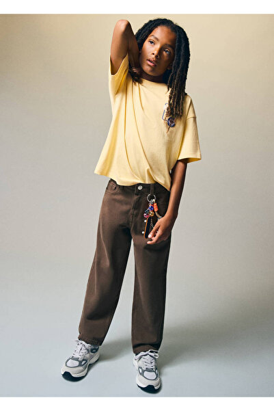 MANGO Kids Pamuklu straight fit jean pantolon