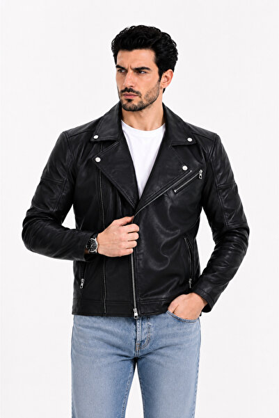 Derimosa Erkek Siyah Speedy Deri Mont