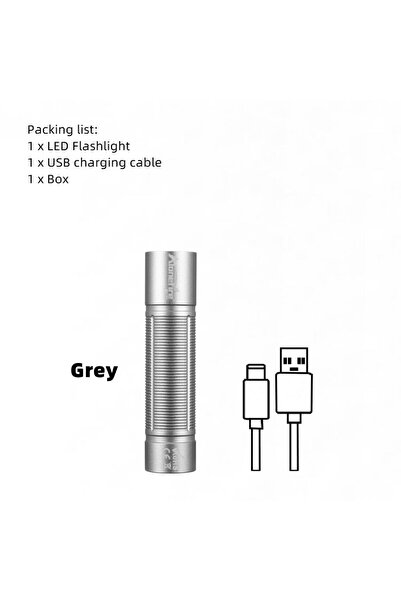 Choice SV127-Grey-White Mini High Power Flashlight Usb Rechargeable Night Lig...
