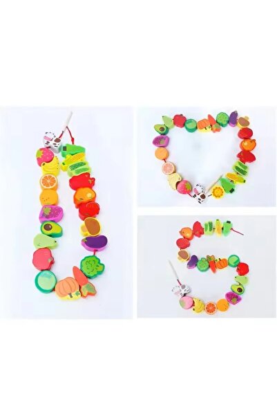 Choice 21PCS random Monterssori Baby DIY Wooden Toys Cartoon Fruit Animal Str...