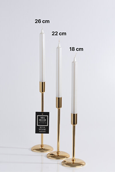 mba decor metal bending art 3'lü ( Üçlü ) Düz Ayak Gold Şamdan Mumluk Dekoratif Mumluk Paslanmaz Kaplama Ev Dekorasyon