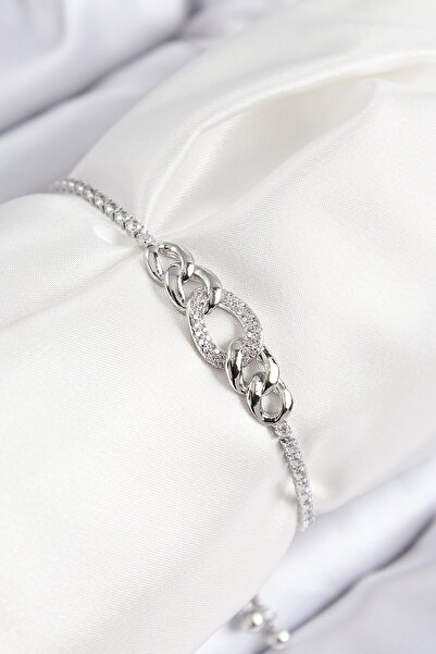 Inure Jewelry سوار نسائي من حجر الزركون النحاسي موديل فضي اللون