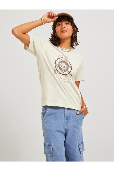 Jack & Jones Jack&Jones JJXX Oversize Minimalist Kadın Tişört - Kısa Kol