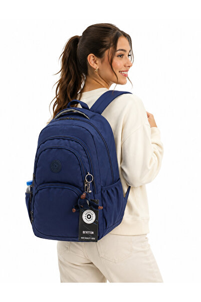Bevitton Waterproof Fabric School Bag Unisex School Backpack 2100 Navy Blue