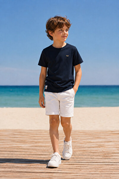 Mutlu Kids Men's T-Shirt - Happy Embroidery Detail