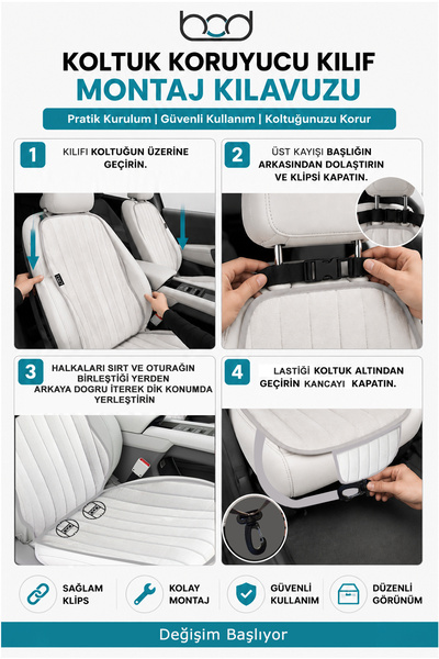 Bod Vodina Serisi Tay Tüyü Cepli Oto Koltuk Minder Seti Koltuk Koruma Kılıfı Ön Arka Set Füme