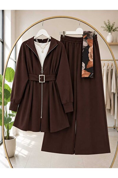 MODA VEDAT SET DUAL DE PANTALONI JACQUARD CU FERMĂ, CU BREȚE, CU CUREA, CU FE...