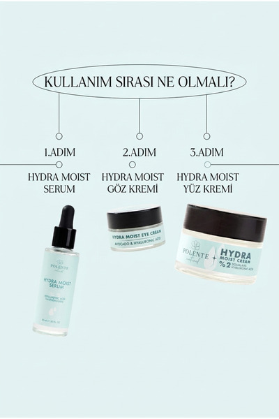 Polente Natural HYDRA MOIST SERİSİ - Hyalüronik Asit Nemlendirici, Dolgunlaştırı Bakım Seti