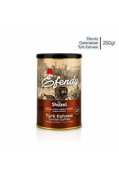 Shazel Efendy Türk Kahvesi | Silindir Teneke Kutu 250gr | Geleneksel Orta Kav...