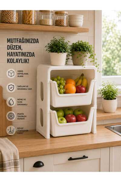 DEKOZUM STAR Sebzelik Soğan Patates Sepeti Mutfak Rafı Organizer Çok Amaçlı R...