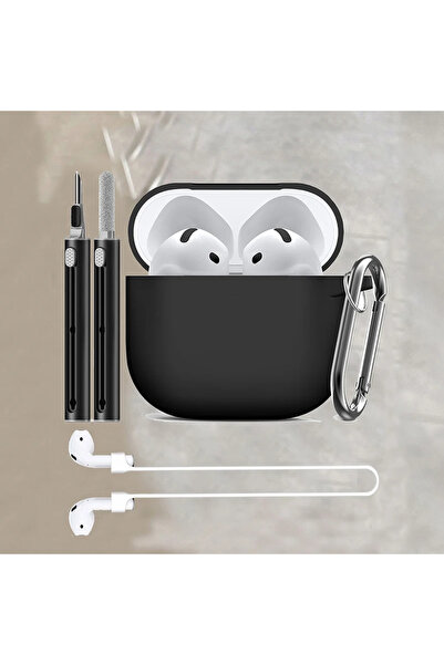 Choice For airpods 4 black For AirPods 4 Case With Cleaner Kit Soft Silicone ...