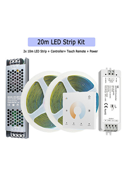 Choice 1x20m Full KIT White 5M 10M 20M COB CCT LED Strip 24V Flexible High De...