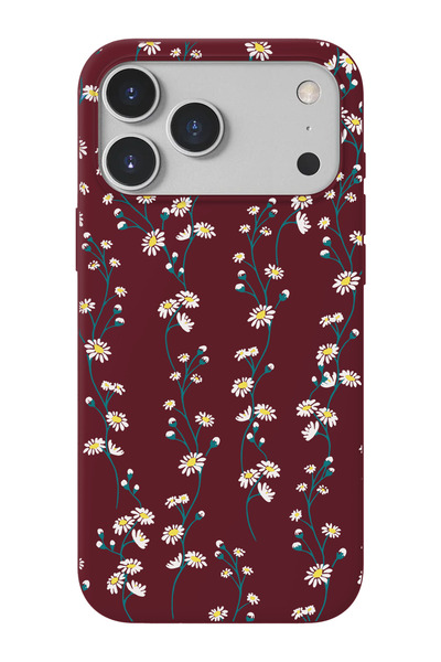 shoptocase iPhone 17 Pro Max Uyumlu Papatya Sarmaşığı Desenli İçi Süet Lansma...