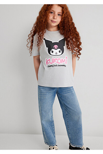 Mavi Kuromi Baskılı Gri Tişört Loose Fit / Bol Rahat Kesim 7610379-70075