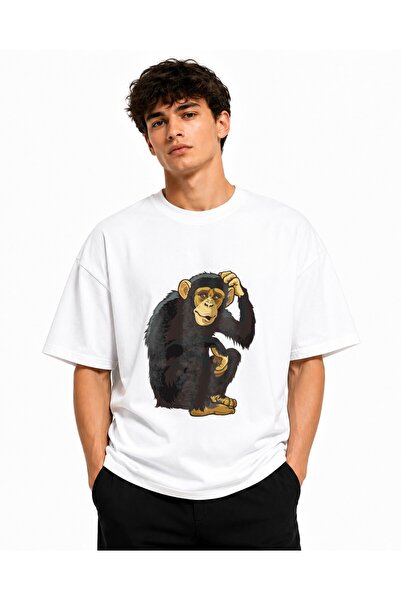 Inscriptie Tricou Unisex Bumbac Premium Casual " Maimuta pe ganduri "