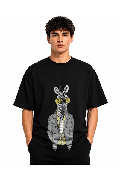 Inscriptie Unisex Premium Cotton Casual T-Shirt "Zebra in jacket"