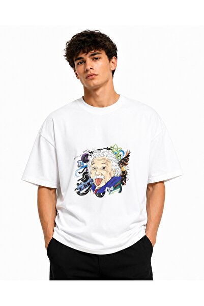 Inscriptie Unisex Βαμβακερό T-Shirt Υψηλής Ποιότητας με σχέδιο Άλμπερτ Αϊνστάιν