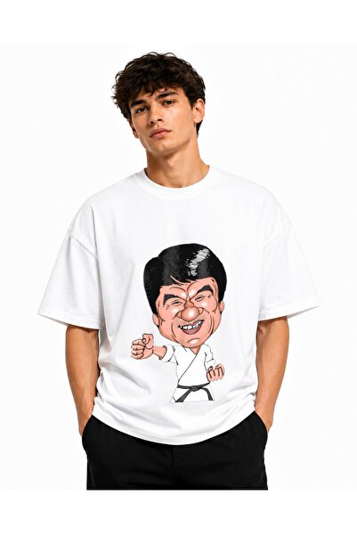 Inscriptie Tricou Unisex Bumbac Premium Casual " Jackie Chan cartoon "