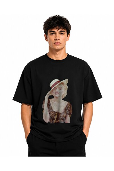 Inscriptie Tricou Unisex Bumbac Premium Casual " Marilyn Monroe cu palarie "