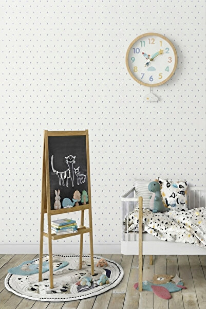 Milky Baby Zümrüt Kids 418-2 Açık Mavi Nokta Desenli Çocuk Duvar Kağıdı 5,33 M²