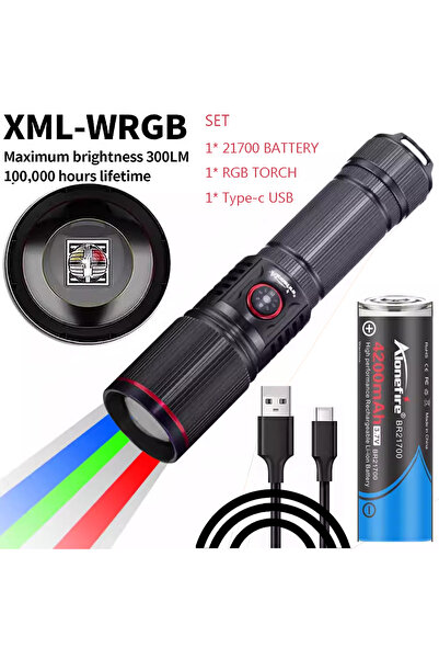 Choice مصباح يدوي LED ملون قابل للتكبير والتصغير من نوع ZOOM W RGB LED 21700S...