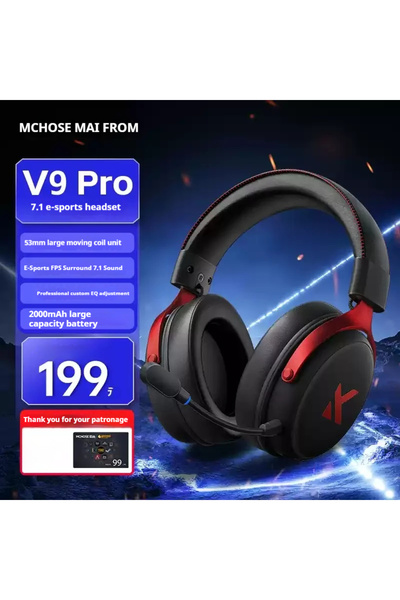 Choice3 V9 Pro black red MCHOSE V9 Pro Wireless Bluetooth Headset with Tri-Mo...