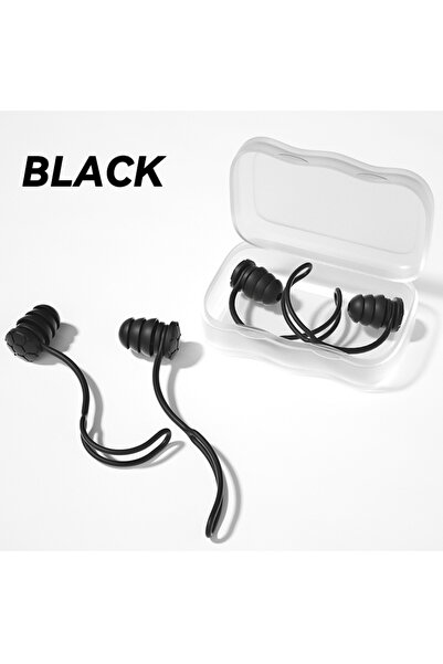 choice2 Black Swimming Earplugs with Rope for Easy Attachment and to Prevent ...