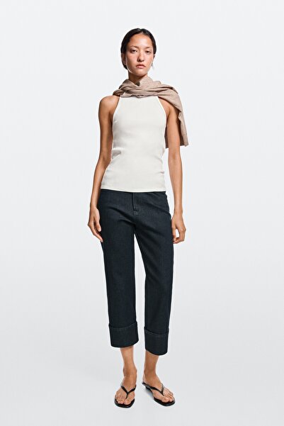 Massimo Dutti Katlamalı paça kapri jean