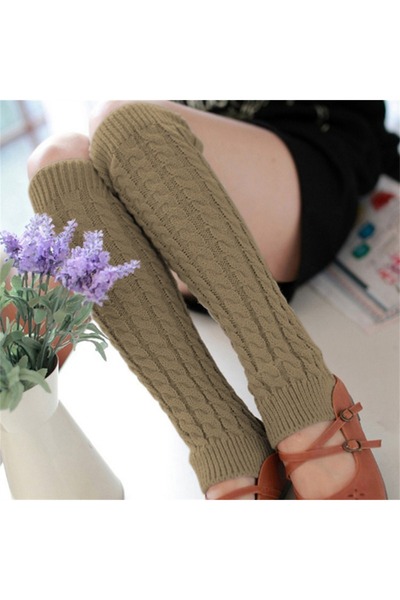 Choice1 Khaki New Women Autumn And Winter Legwarmers Kapron Hemp Flowers Knee...
