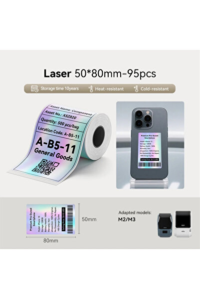 Choice5 50x80 NIIMBOT M2 M3 Laser Silver Heat Thermal Transfer Label Hardware...