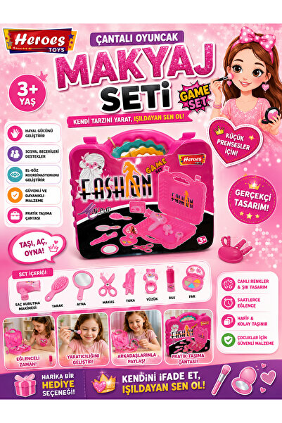 HEROES TOYS Çantalı Oyuncak Makyaj Seti ERN-816