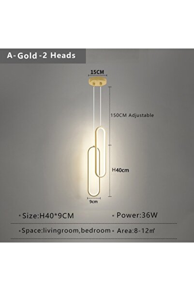 Choice Warm white Gold-2 head Modern Minimalist LED Pendant Light Chandelier ...
