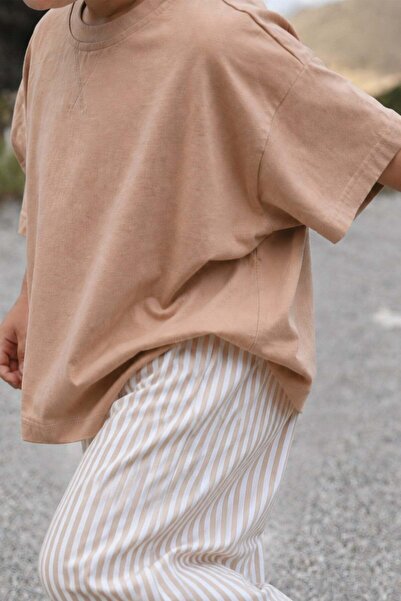 Cigit Oversize T-Shirt Takım 2-10 Yaş Camel