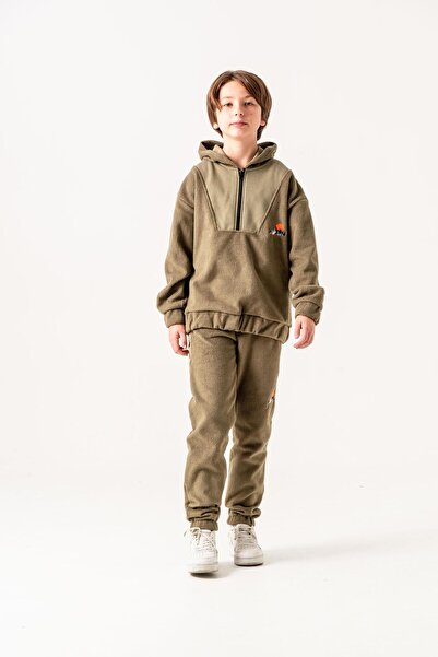 Mışıl Kids Σετ αθλητική φόρμα με κέντημα Fleece Boy's Bottom-Top