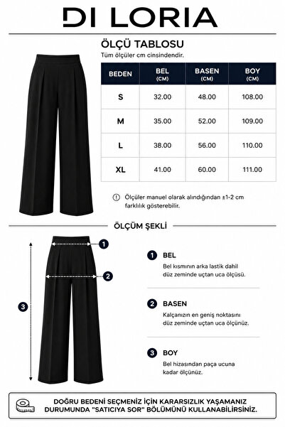 DI LORIA Women's Comfortable Cut Elastic Palazzo Trousers Triple Set (Black, Brown, Beige)