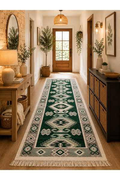 Horecahome .Covor traditional, tesut, iuta, cu doua fete, dimensiunea 80x200c...